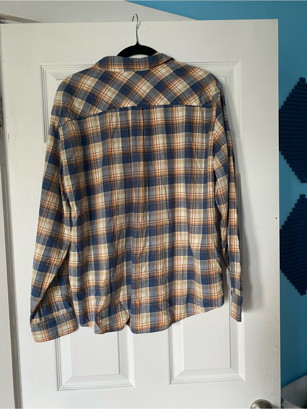J. Crew womens Blue and Tan Plaid Button-Up Shirt large w tags! - Picture 3 of 3